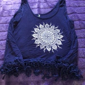 fringe bottom, tank top crop top